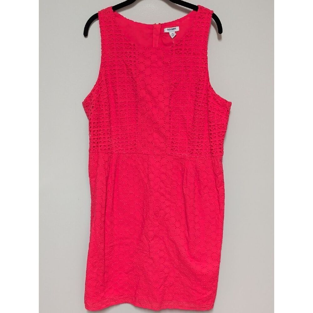 Old Navy Hot Pink Eyelet Sleeveless Mini Dress
